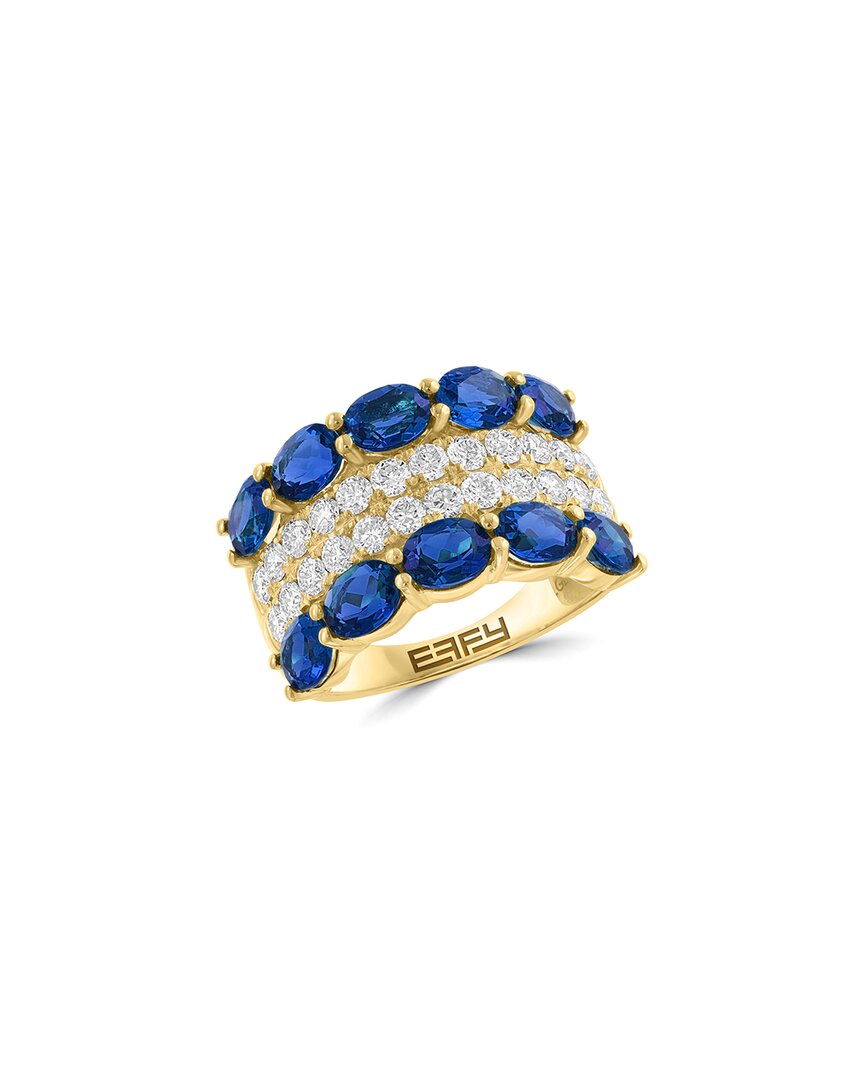 Effy Fine Jewelry Gold Over Silver 5.18 Ct. Tw. Lab-grown Diamond & Lab-grown Lab Sapphire Ring