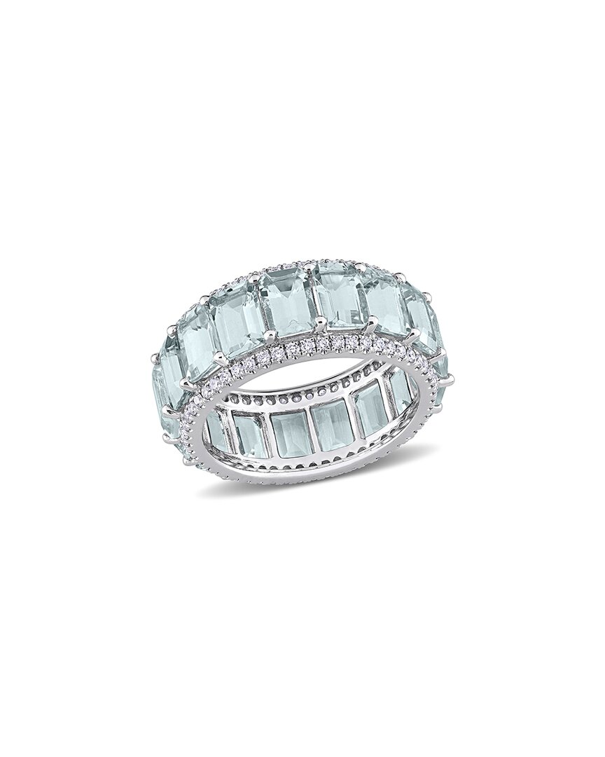 Rina Limor 14k 10.00 Ct. Tw. Diamond & Aquamarine Eternity Ring