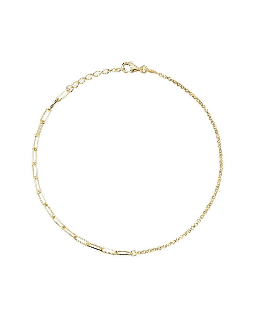 Sphera Milano 14k Over Silver Mixed Chain Anklet In Gold