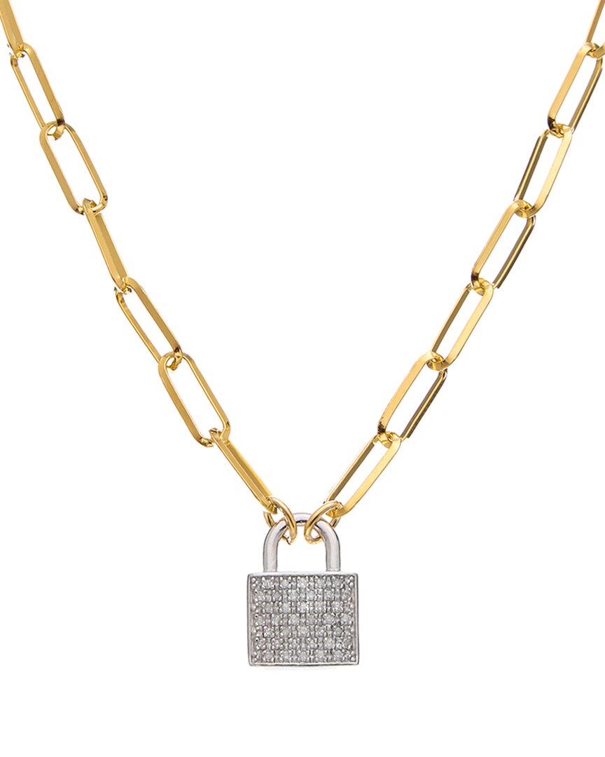 Meshmerise 18k Over Silver 0.25 Ct. Tw. Diamond Padlock Necklace