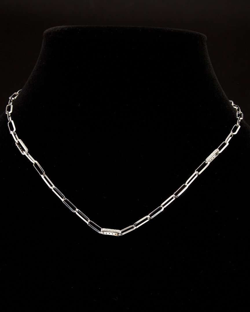 Meshmerise 18k Over Silver 0.18 Ct. Tw. Diamond Paperclip Necklace