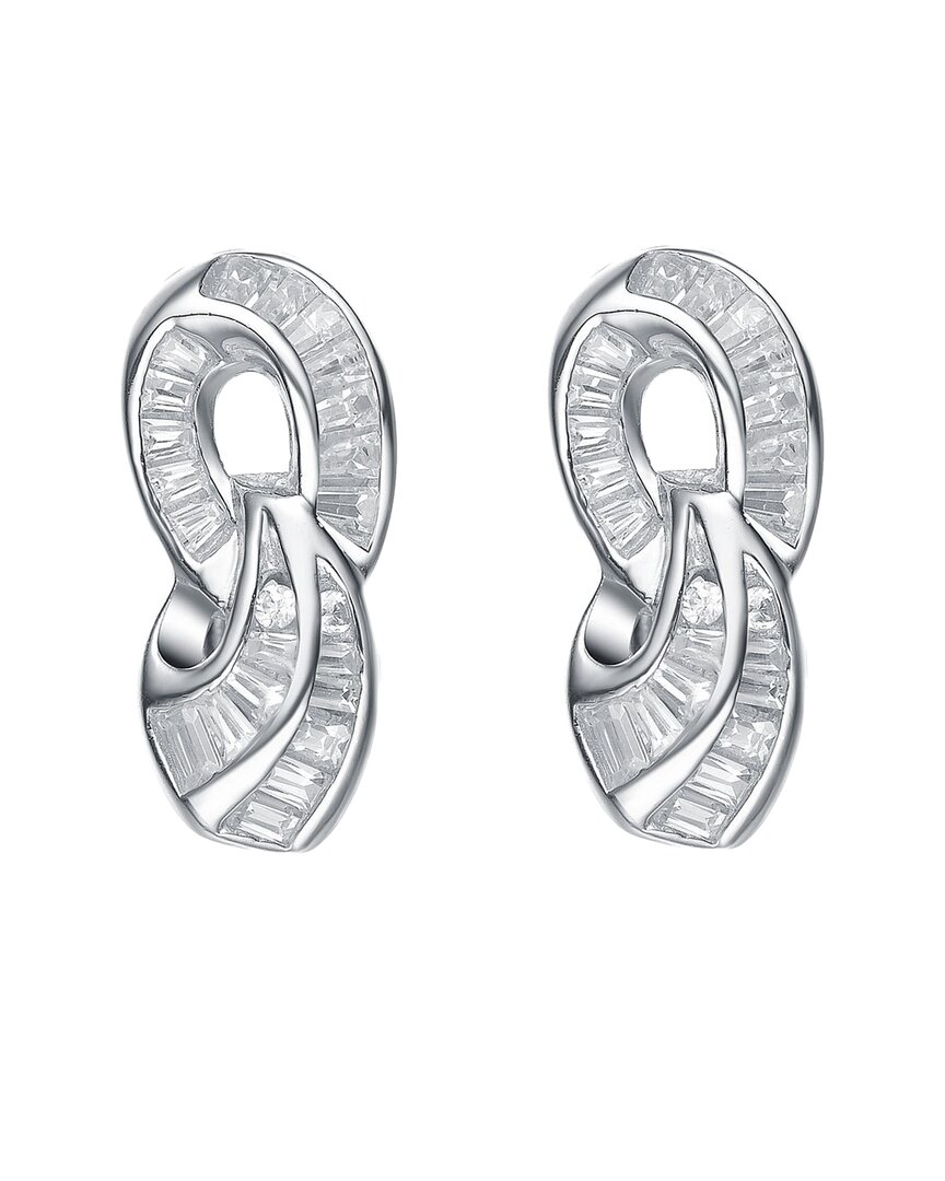 Genevive Silver Cz Statement Earrings In Metallic