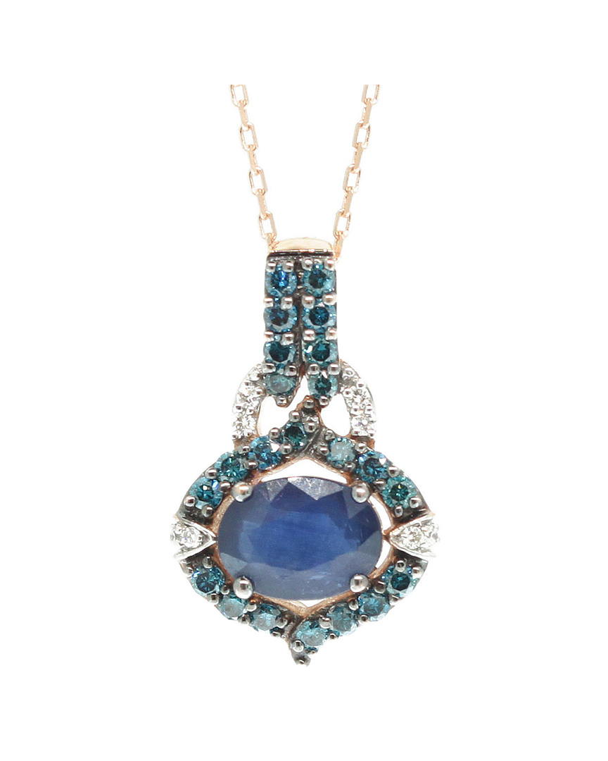 Suzy Levian 14k Rose Gold 2.07 Ct. Tw. Diamond & Sapphire Necklace