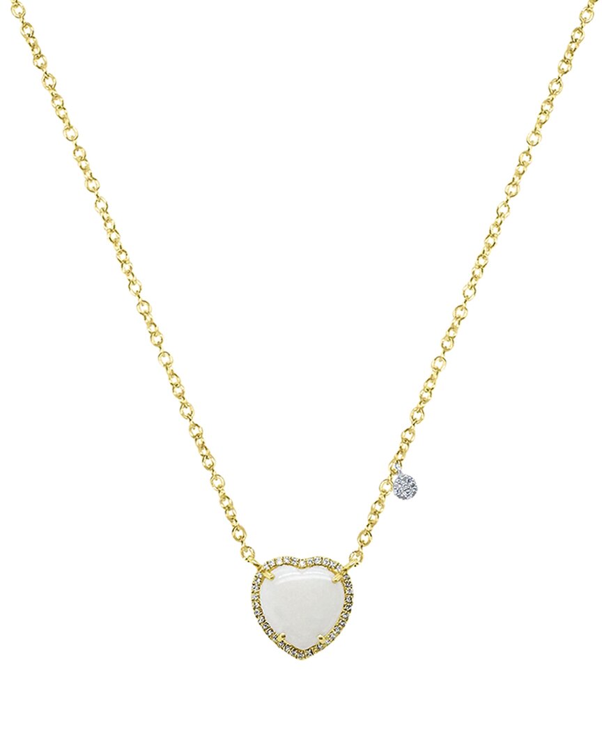 Meira T 14k 2.07 Ct. Tw. Diamond & White Opal Heart Necklace In Gold