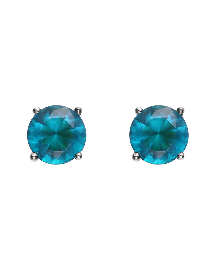 Genevive Silver Cz Studs In Blue