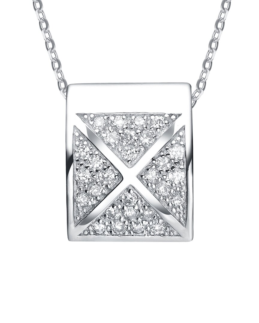 Genevive Silver Cz Pendant In Metallic