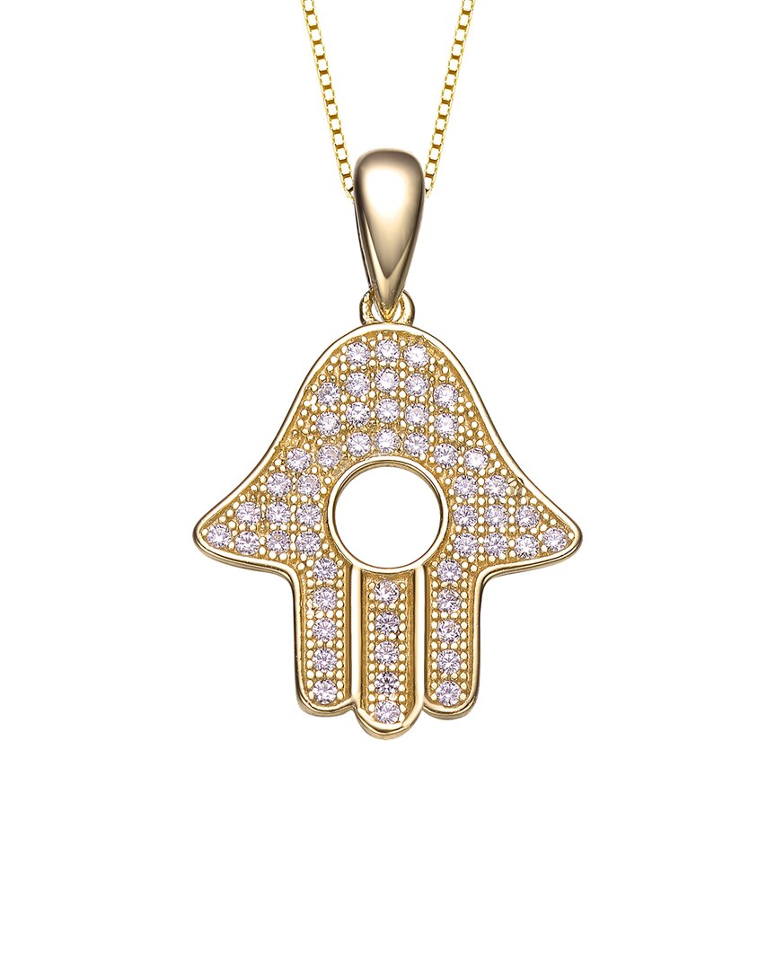 Genevive 14k Over Silver Cz Love Pendant In Gray