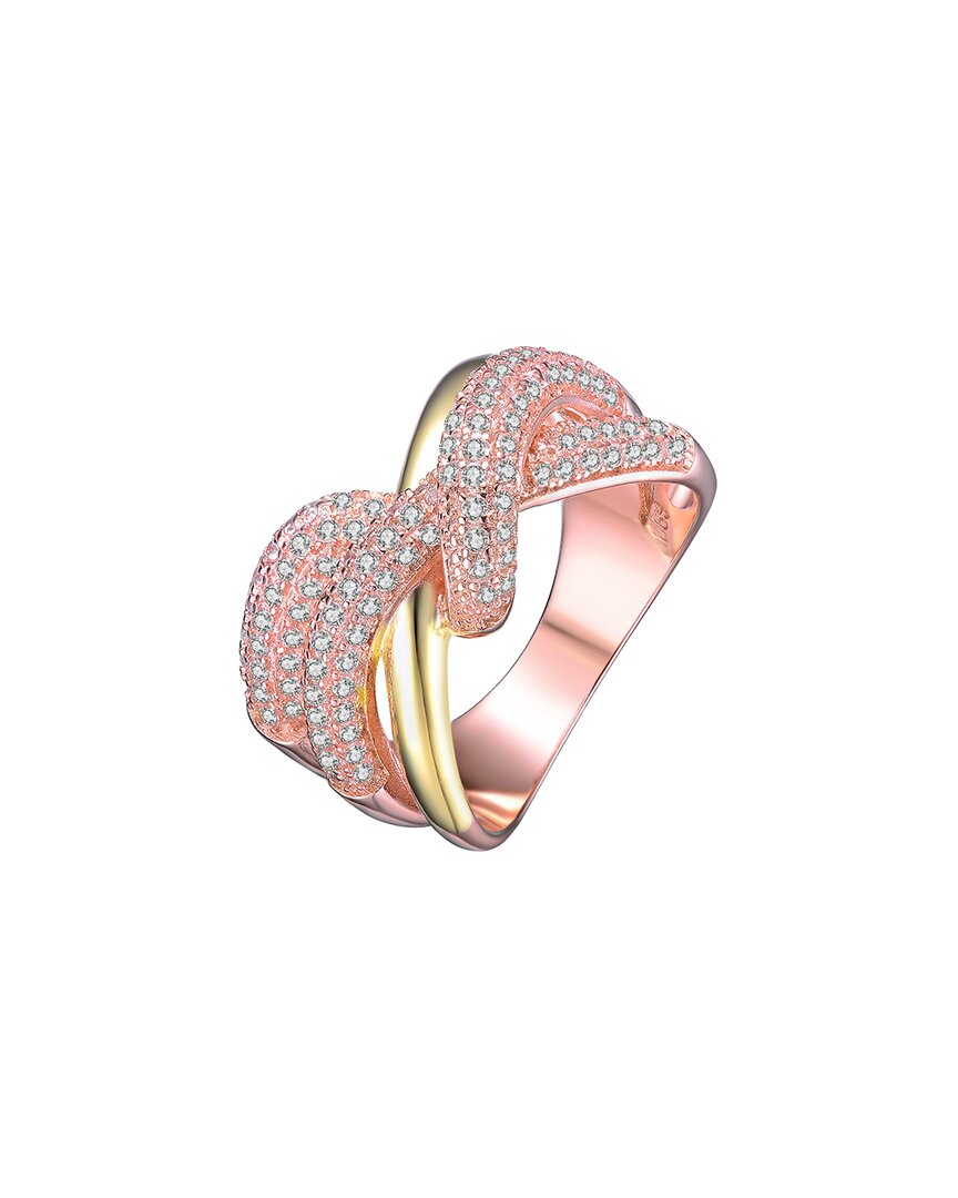 Genevive 18k Rose Gold Vermeil Cz Interlocked Ring