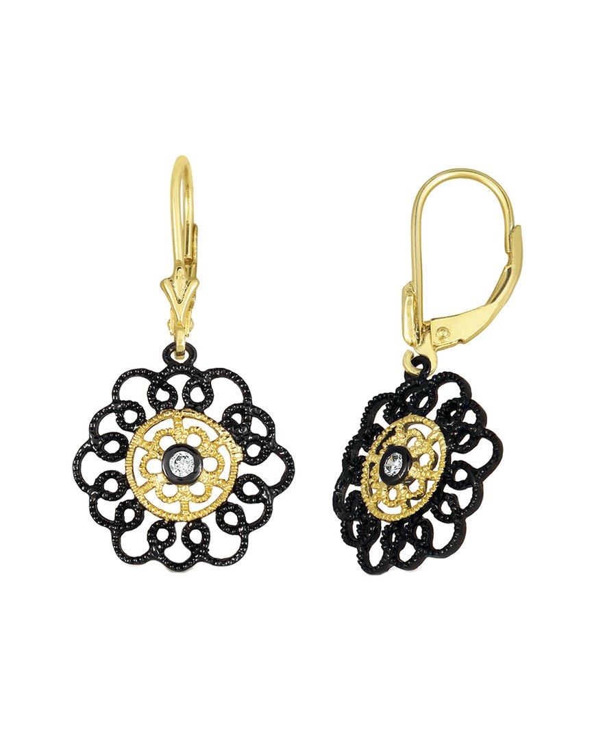 Genevive 14k Over Silver Cz Drop Earrings