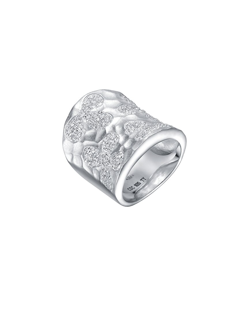 Genevive Silver Cz Cuff Ring
