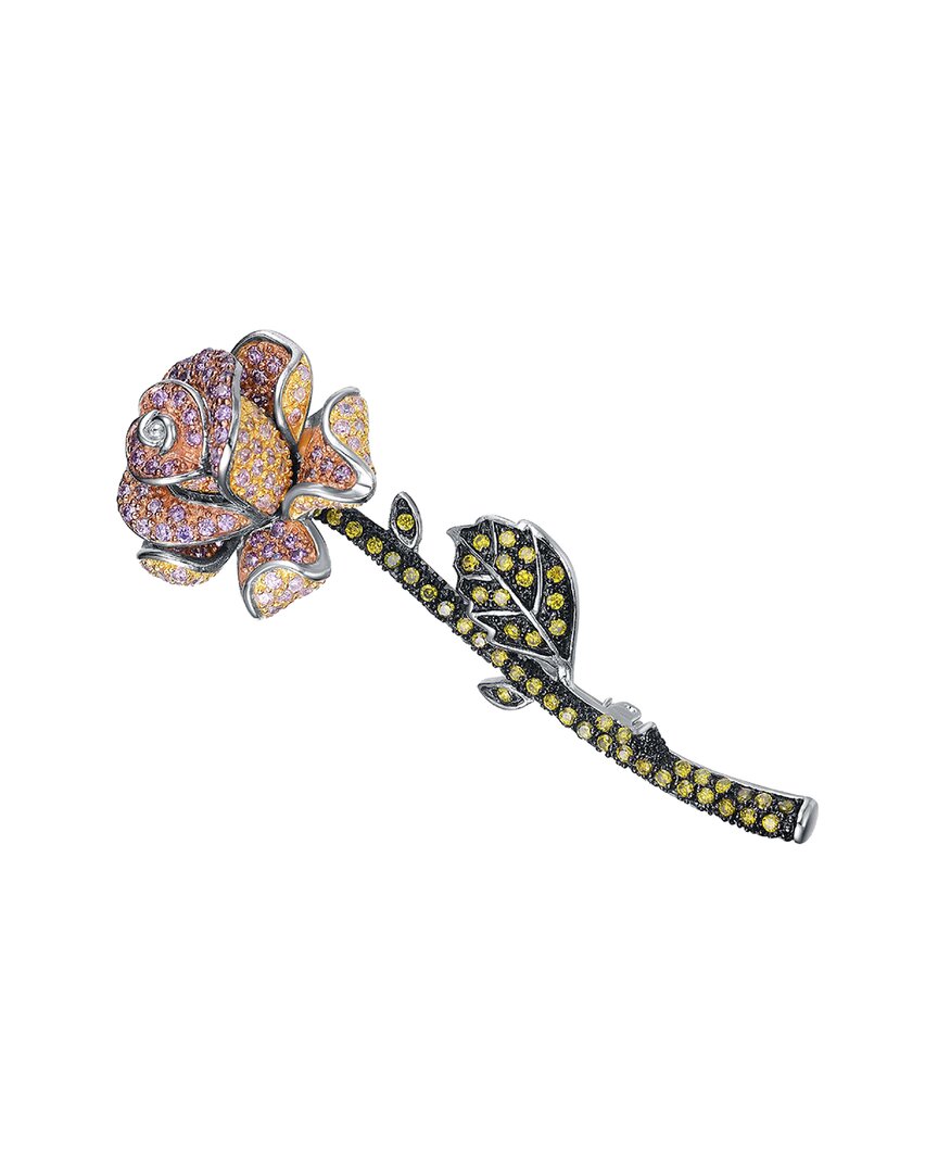 Genevive Silver Cz Statement Pin In Pink