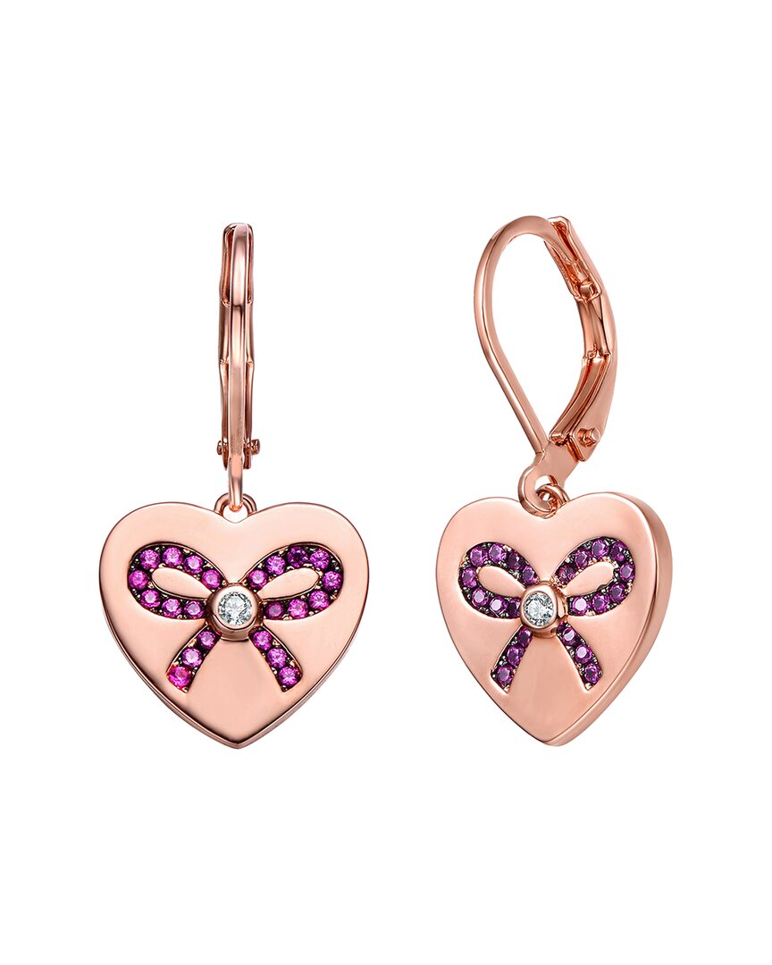 Shop Rachel Glauber 18k Rose Gold Plated Cz Love Earrings