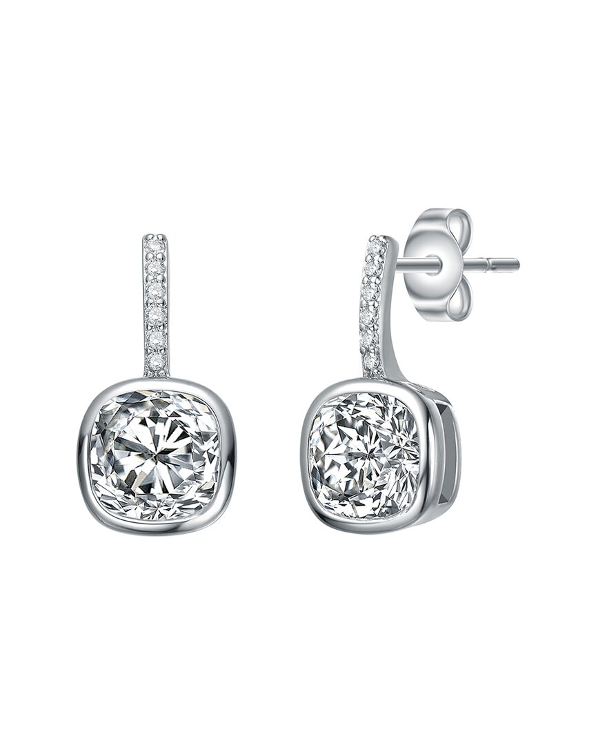 Rachel Glauber Rhodium Plated Cz Studs In White