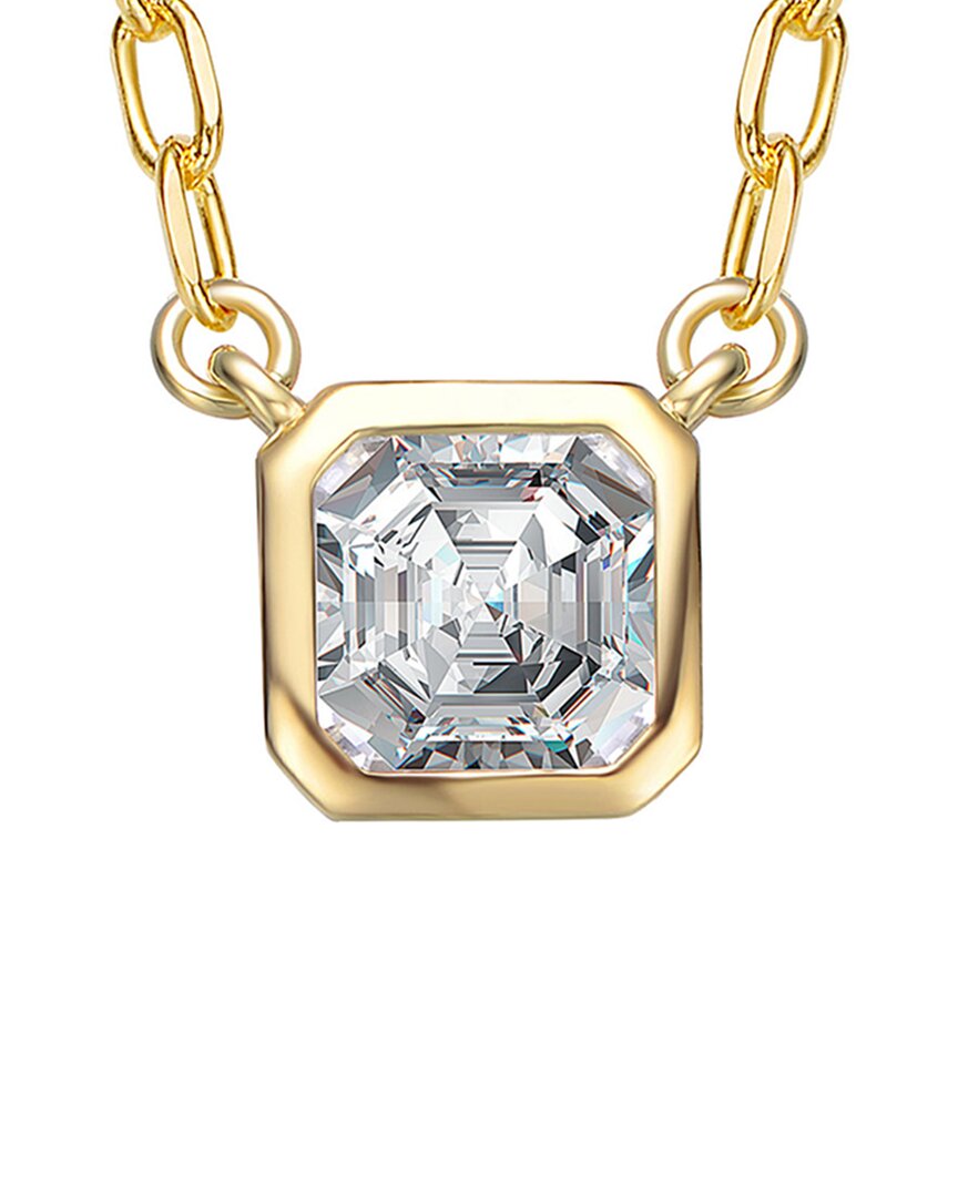 Rachel Glauber 14k Plated Cz Necklace In Gold