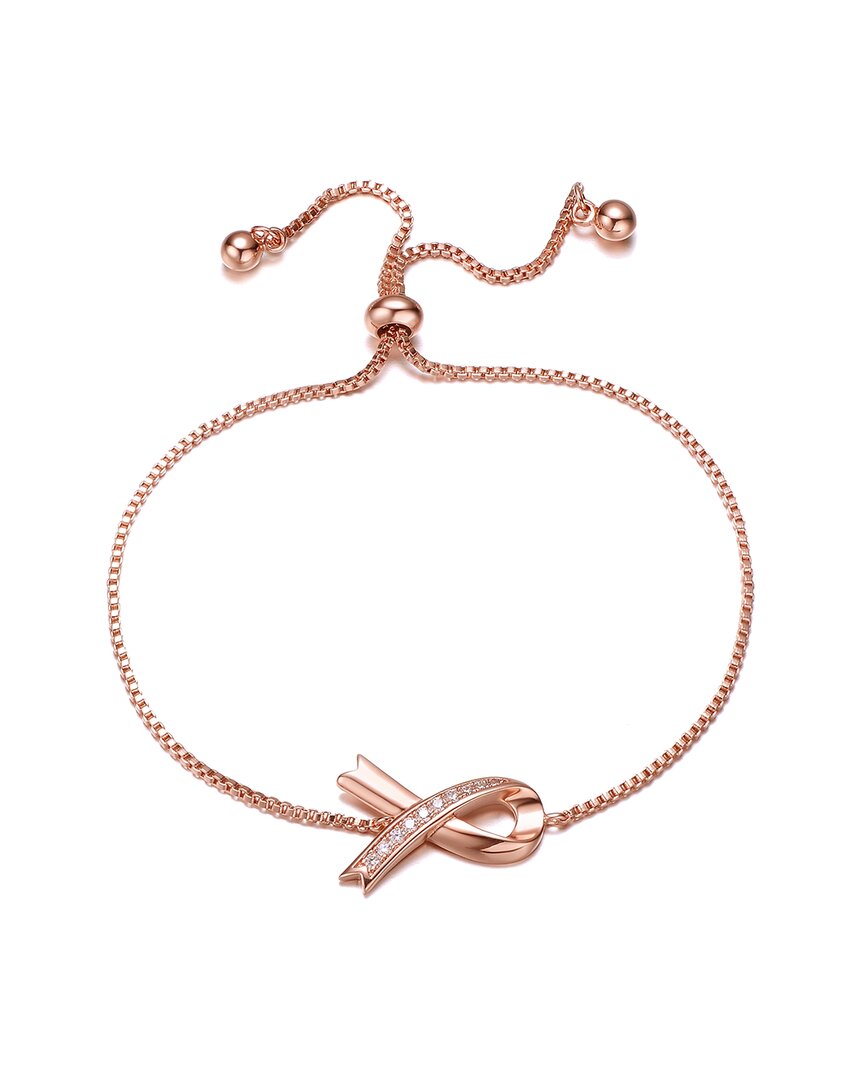 Shop Rachel Glauber 18k Rose Gold Plated Cz Love Bracelet