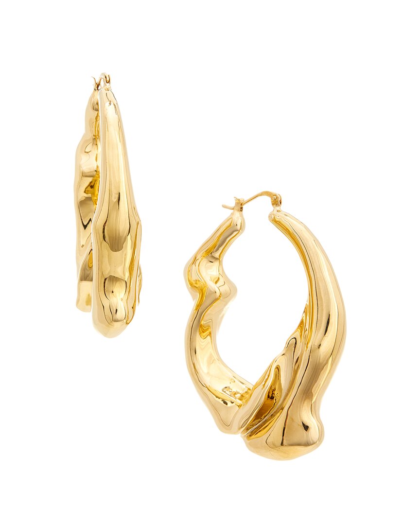 Oscar De La Renta Slim Crushed Hoop Earrings In Gold