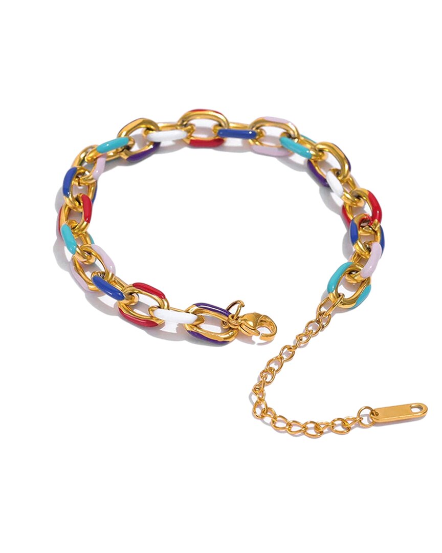 Liv Oliver 18k Plated Chain Link Bracelet In Multi