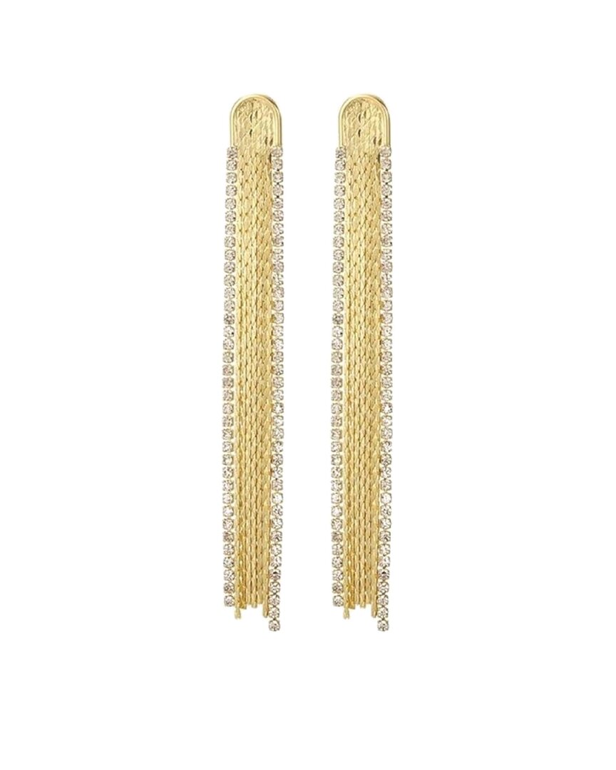 Liv Oliver 18k Plated Cz Tassel Earrings In Gold