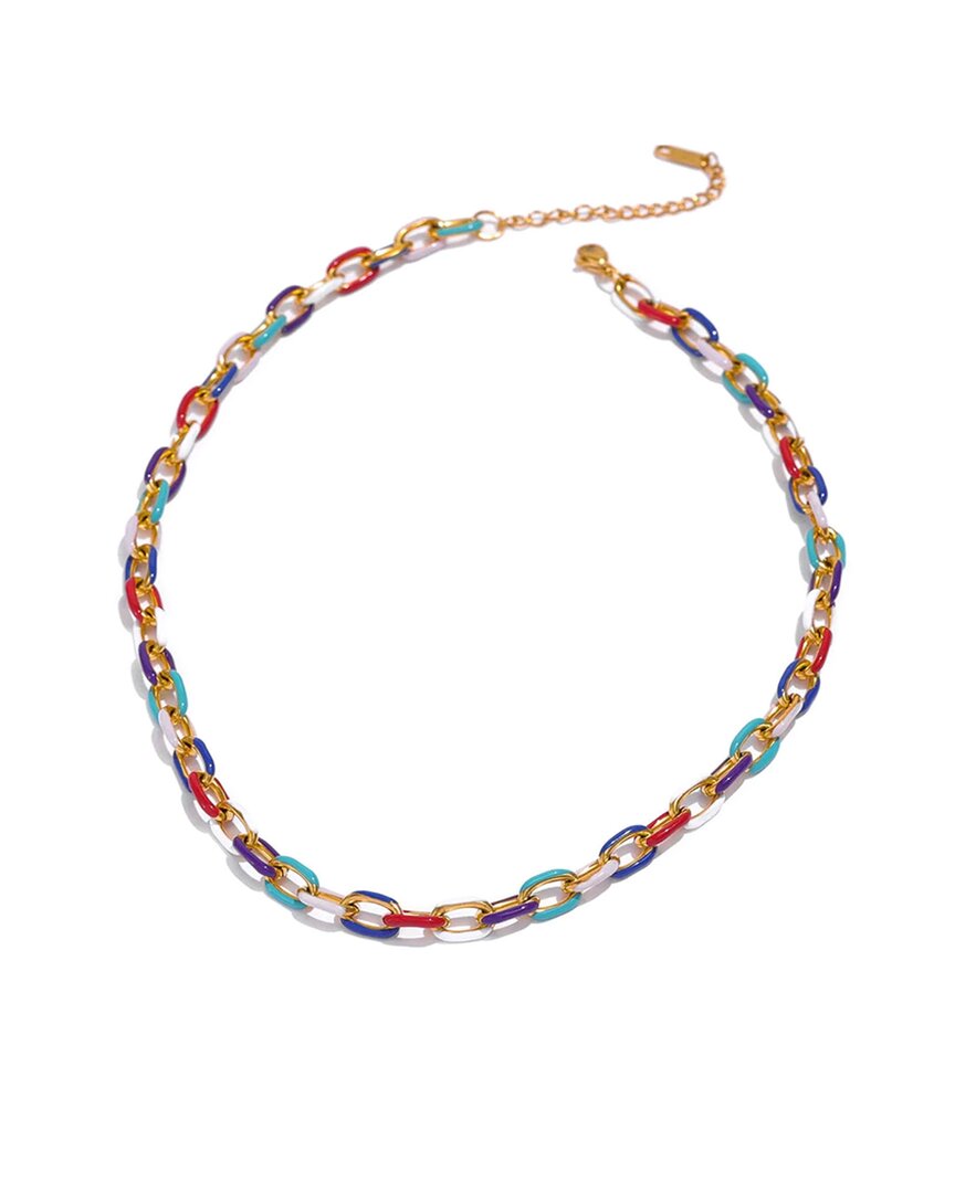 Liv Oliver 18k Plated Chain Necklace In Multi