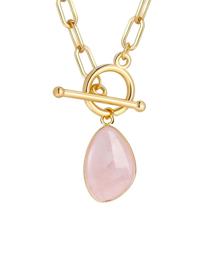 Liv Oliver 18k Plated 17.50 Ct. Tw. Pink Quartz Toggle Necklace In Gold