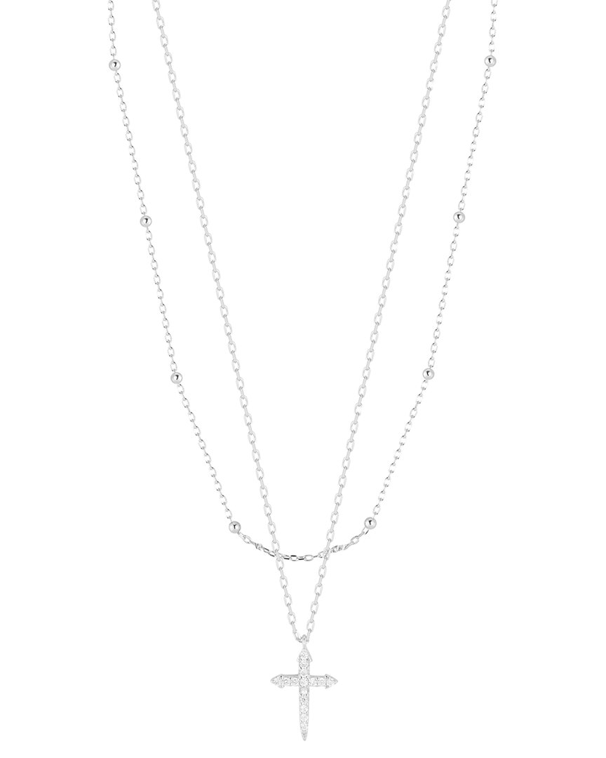 Glaze Jewelry Silver CZ Cross Layered Necklace