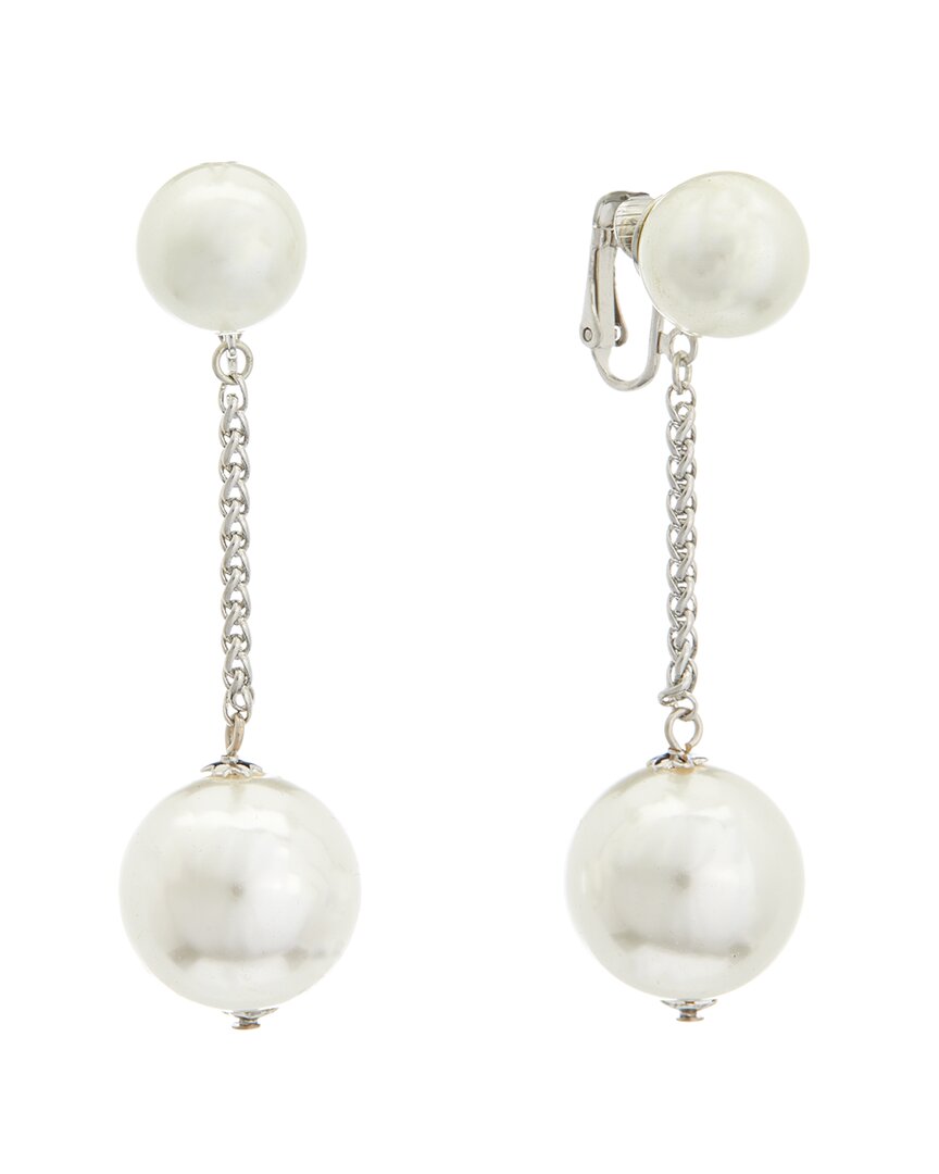 Kenneth Jay Lane Rhodium Plated Dangle Clip-on Earrings In White
