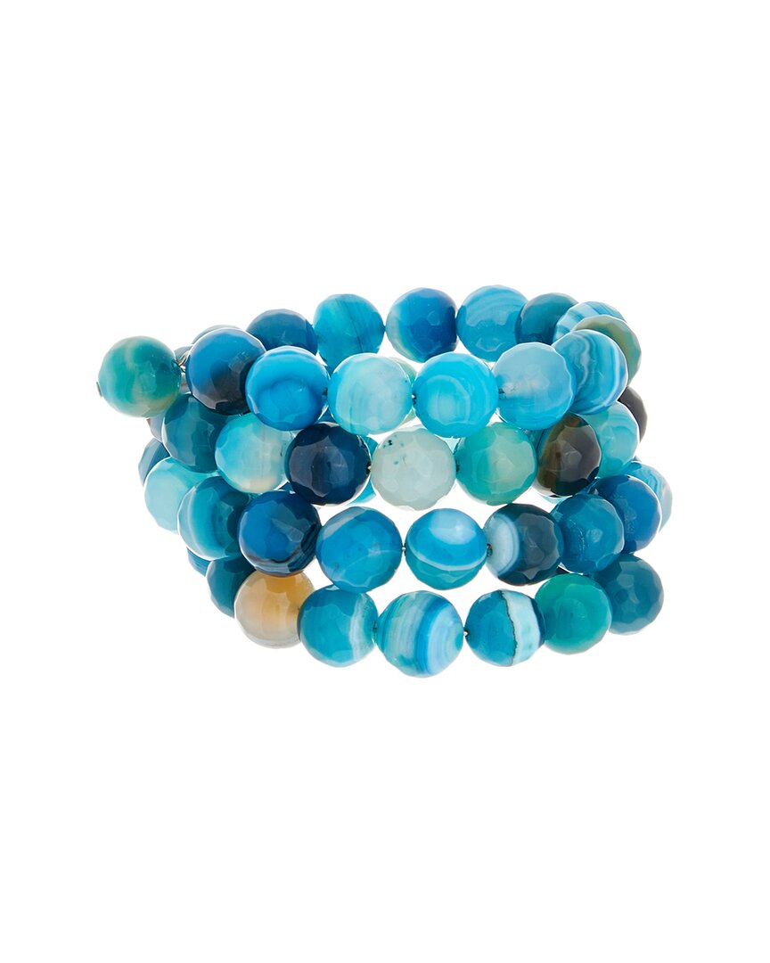 Kenneth Jay Lane Agate Coil Bracelet In Blue