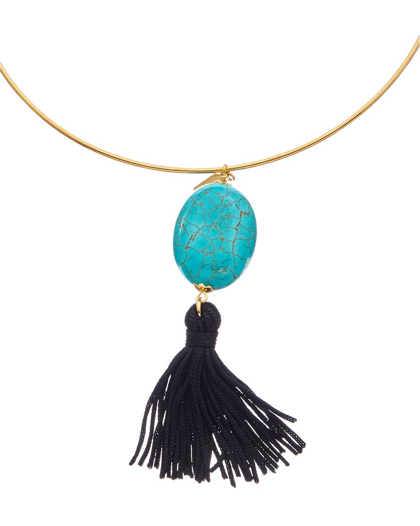 Kenneth Jay Lane Plated Turquoise Wire Necklace
