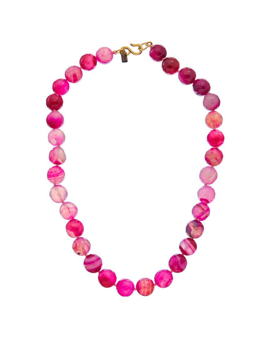 Kenneth Jay Lane Plated Agate Beaded Necklace In Pink