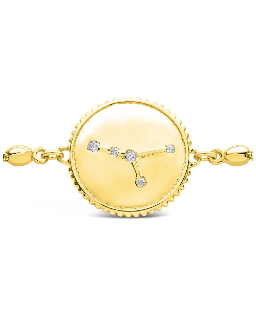 Sterling Forever 14k Over Silver Cz Cancer Disc Bolo Bracelet In Yellow