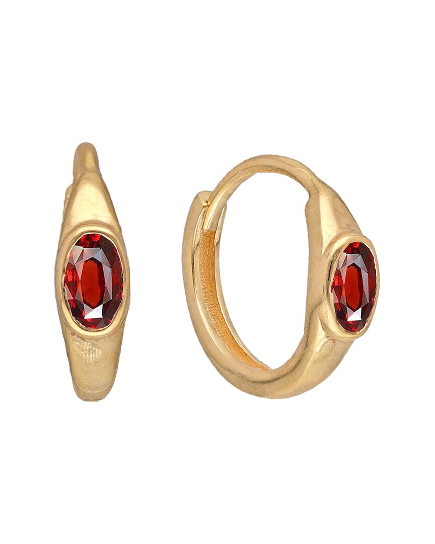 Tiramisu 14k Plated 0.60 Ct. Tw. Garnet Huggie Earrings