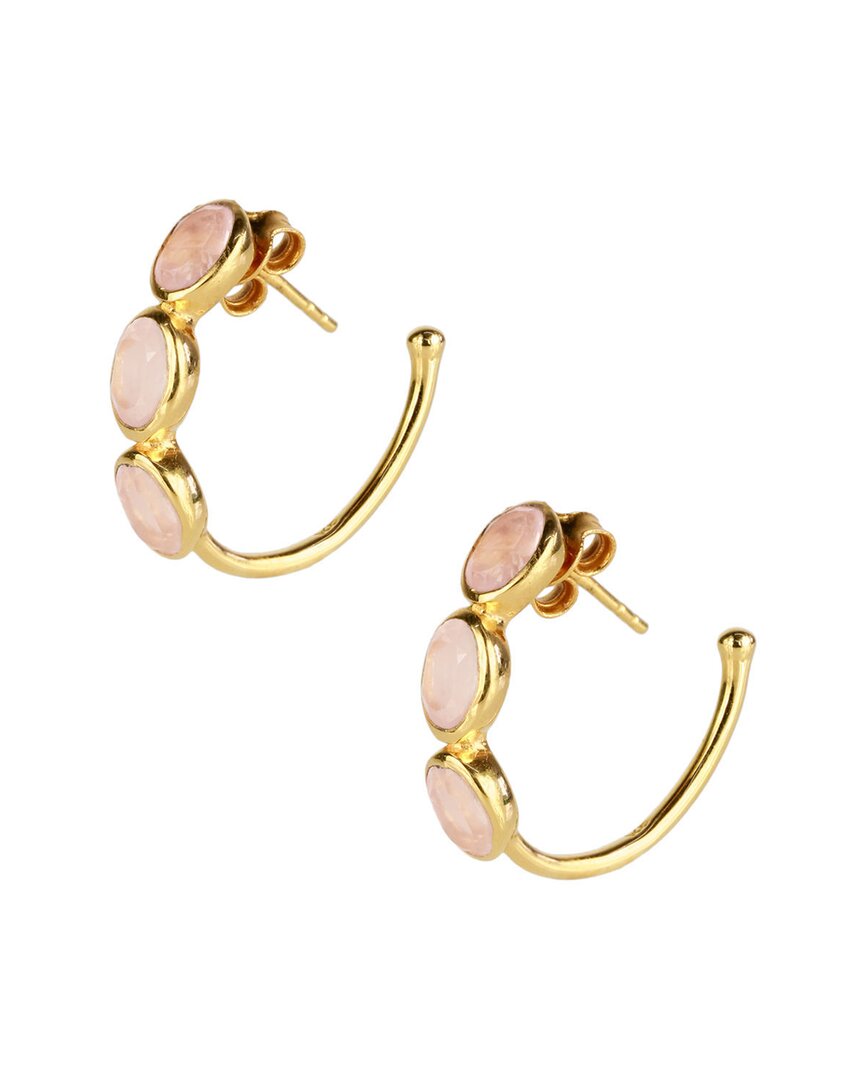 Saachi Rose Quartz Triple Rose Quartz Hoops