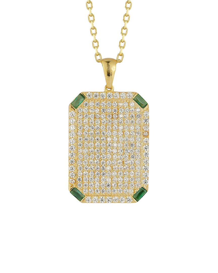 Sphera Milano 14k Over Silver Cz Tag Pendant Necklace