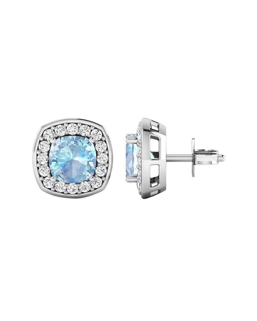 Diana M. Fine Jewelry 14k 1.95 Ct. Tw. Diamond & Aquamarine Studs