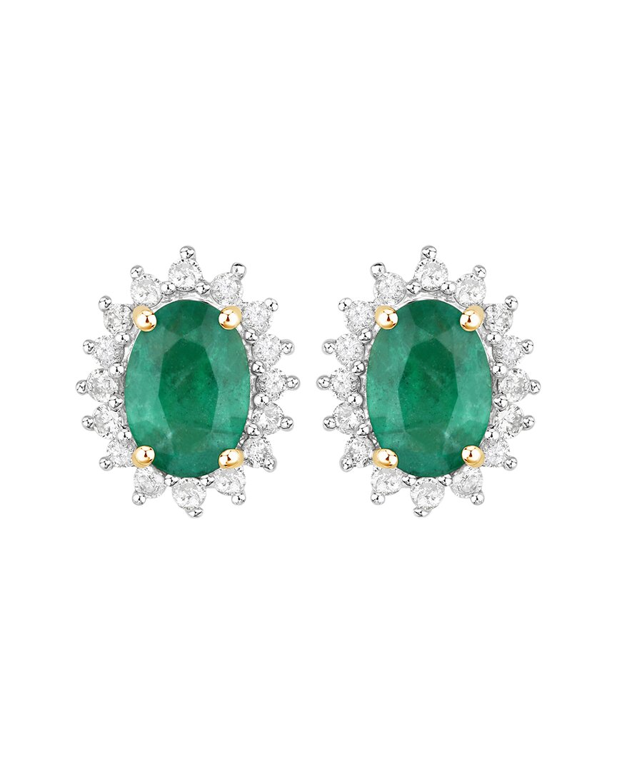Shop Diana M. Fine Jewelry 14k 1.86 Ct. Tw. Diamond & Emerald Studs