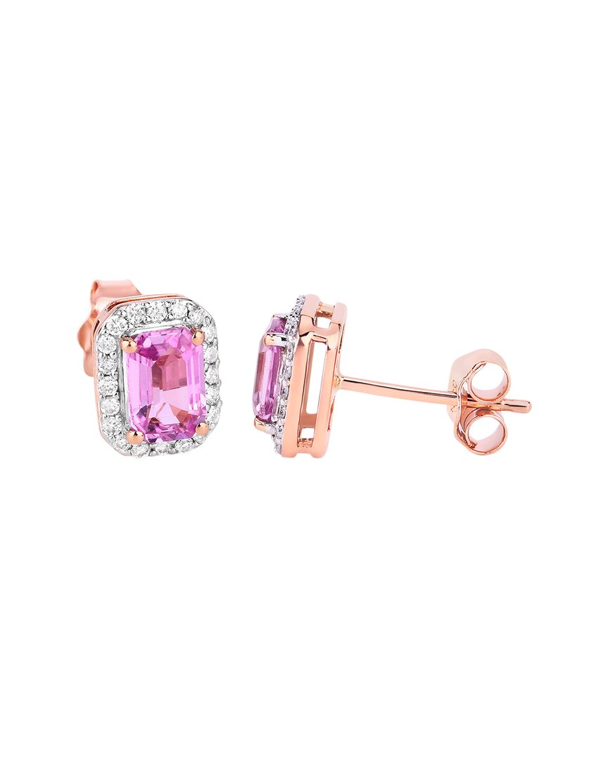 Shop Diana M. Fine Jewelry 14k Rose Gold 1.46 Ct. Tw. Diamond & Pink Sapphire Studs