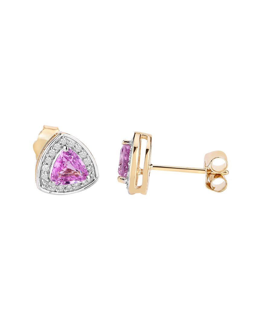 Shop Diana M. Fine Jewelry 14k 1.05 Ct. Tw. Diamond & Pink Sapphire Studs