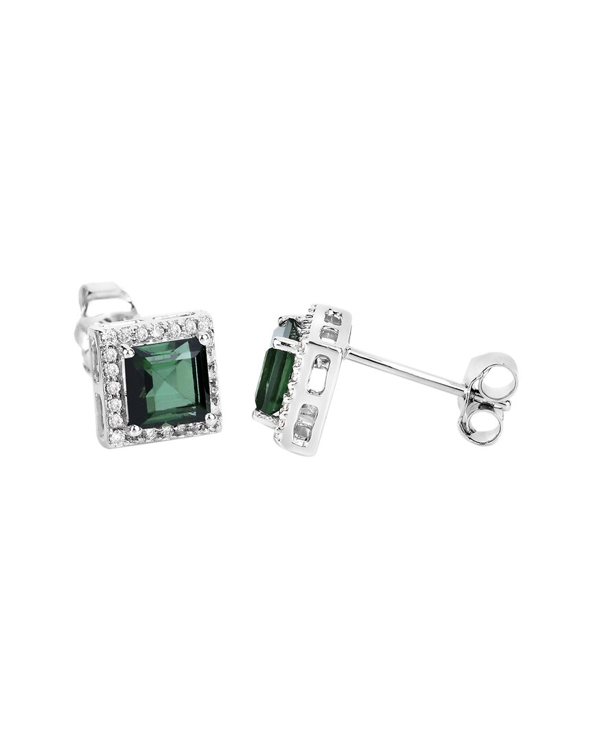 Shop Diana M. Fine Jewelry 14k 1.55 Ct. Tw. Diamond & Green Tourmaline Studs