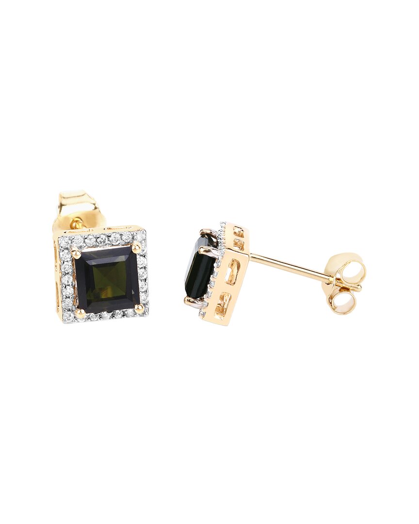 Shop Diana M. Fine Jewelry 14k 1.55 Ct. Tw. Diamond & Green Tourmaline Studs