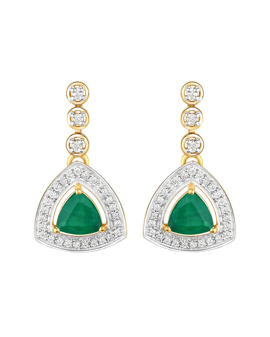 Shop Diana M. Fine Jewelry 14k 1.39 Ct. Tw. Diamond & Emerald Dangle Earrings