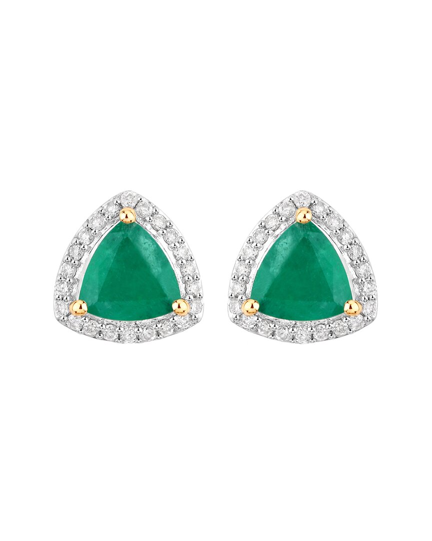 Shop Diana M. Fine Jewelry 14k 1.27 Ct. Tw. Diamond & Emerald Studs