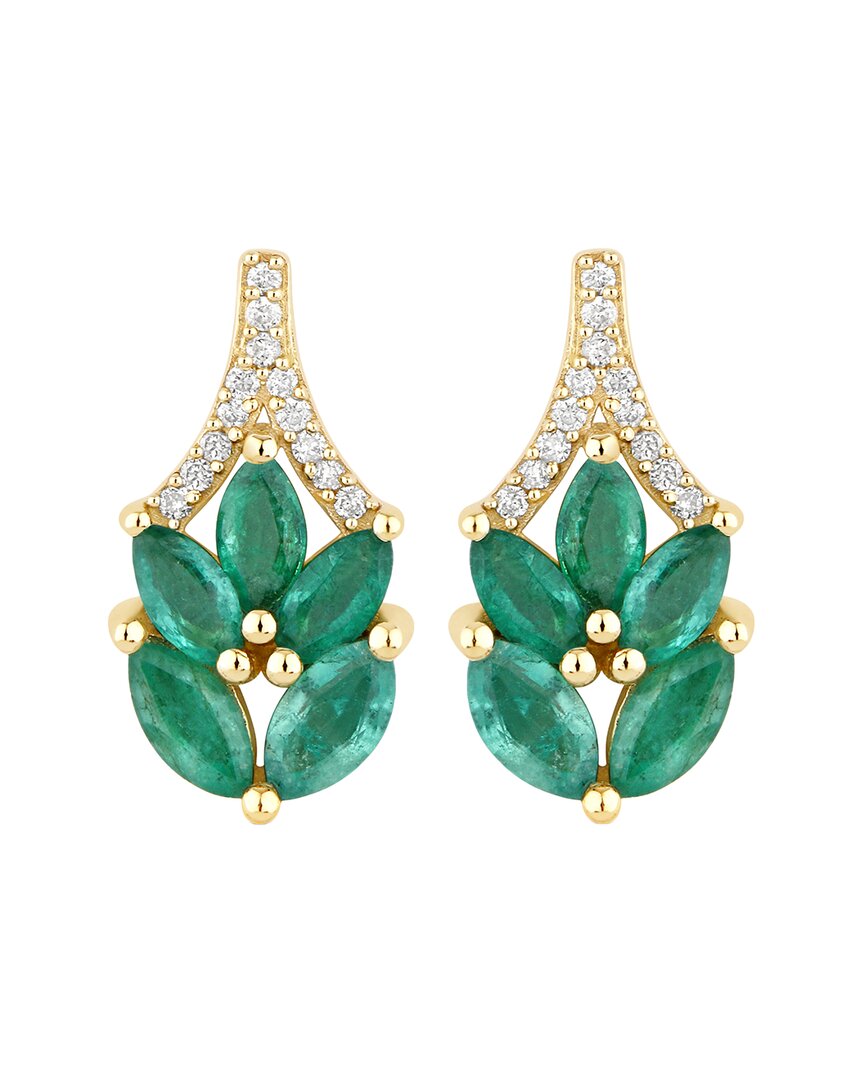 Shop Diana M. Fine Jewelry 14k 0.91 Ct. Tw. Diamond & Emerald Dangle Earrings