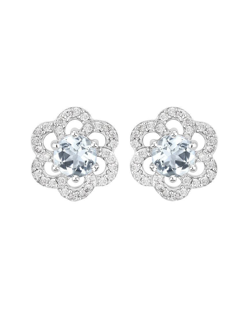 Shop Diana M. Fine Jewelry 14k 0.60 Ct. Tw. Diamond & Aquamarine Studs