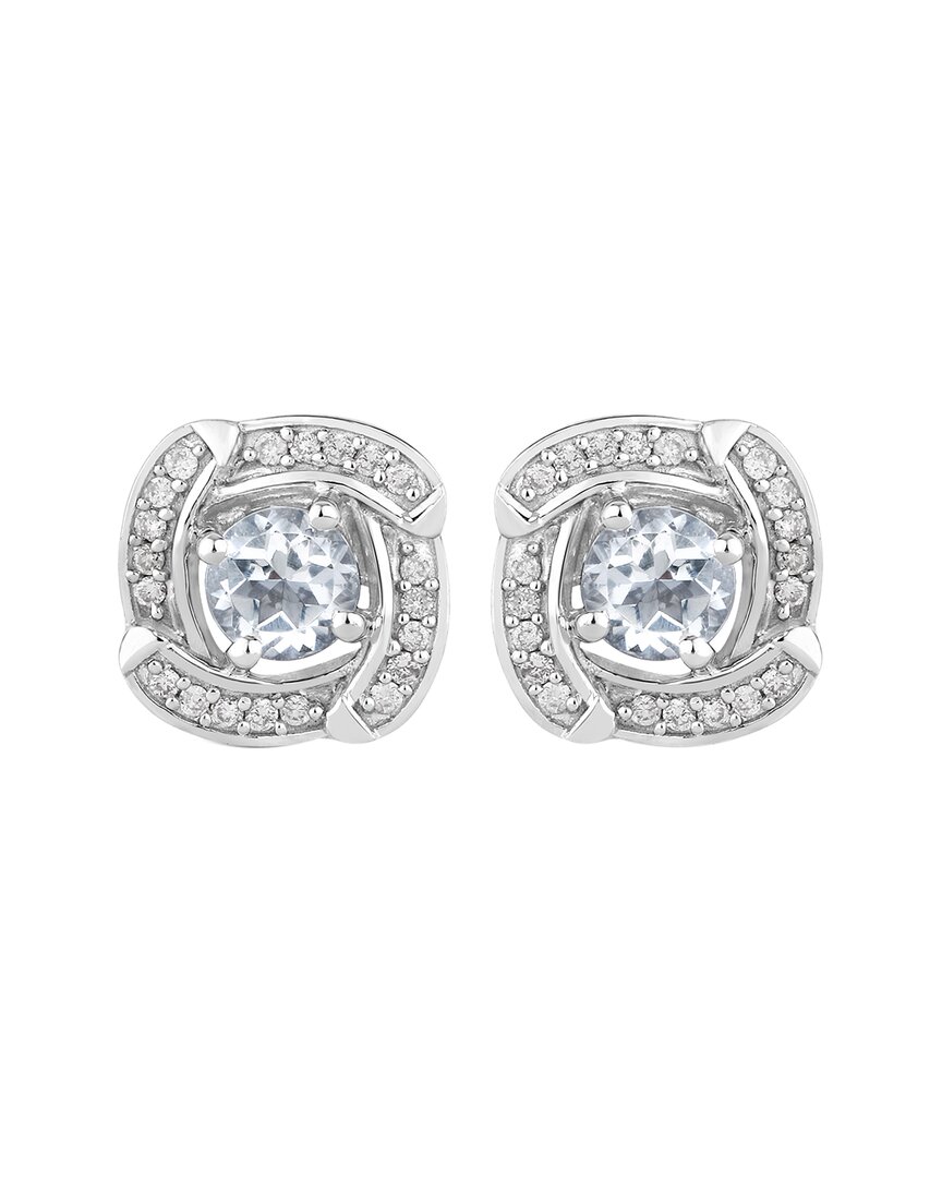 Shop Diana M. Fine Jewelry 14k 0.56 Ct. Tw. Diamond & Aquamarine Studs