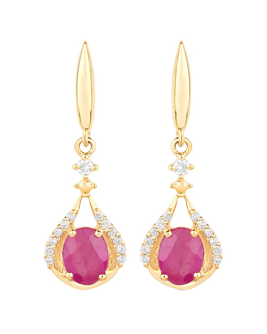 Diana M. Fine Jewelry 14k 0.70 Ct. Tw. Diamond & Ruby Dangle Earrings