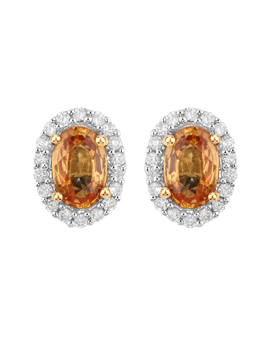 Diana M. Fine Jewelry 14k 1.66 Ct. Tw. Diamond & Orange Sapphire Studs