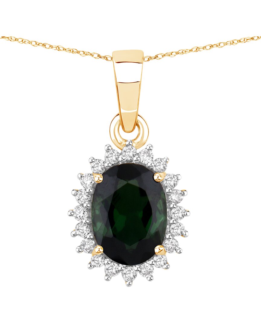 Shop Diana M. Fine Jewelry 14k 1.39 Ct. Tw. Diamond & Green Tourmaline Pendant