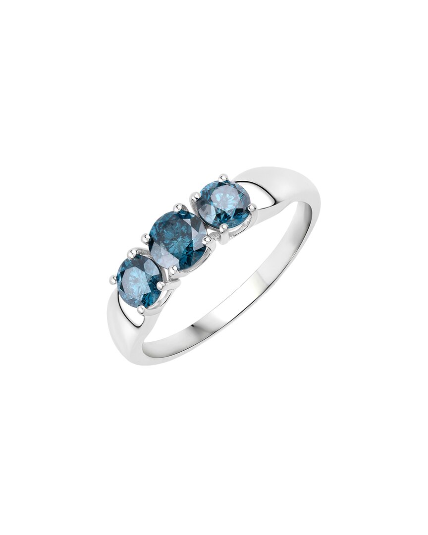 Shop Diana M. Fine Jewelry 14k 1.03 Ct. Tw. Blue Diamond Three-stone Ring