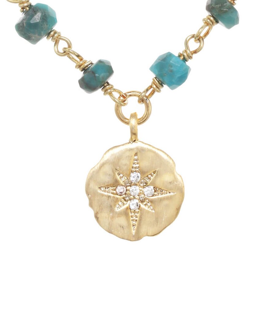 Rachel Reinhardt 14k Over Silver Turquoise Cz Starburst Necklace