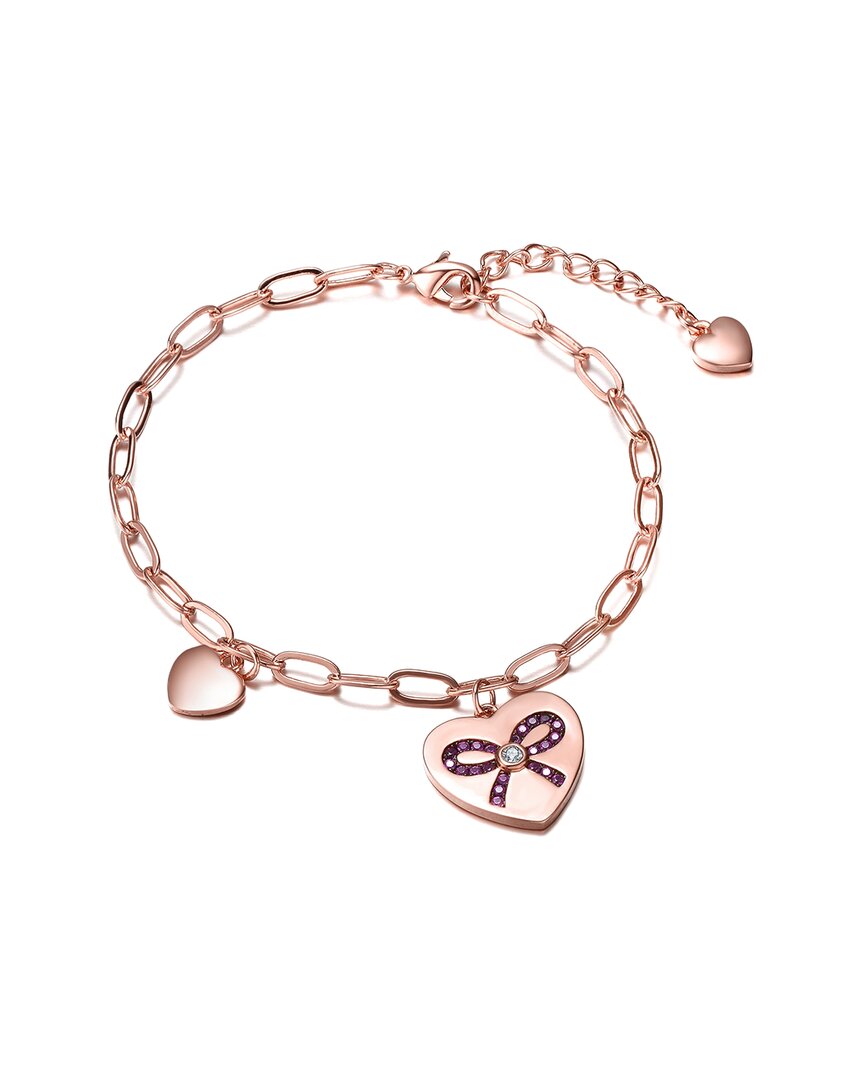 Rachel Glauber 18k Rose Gold Plated Cz Love Bracelet